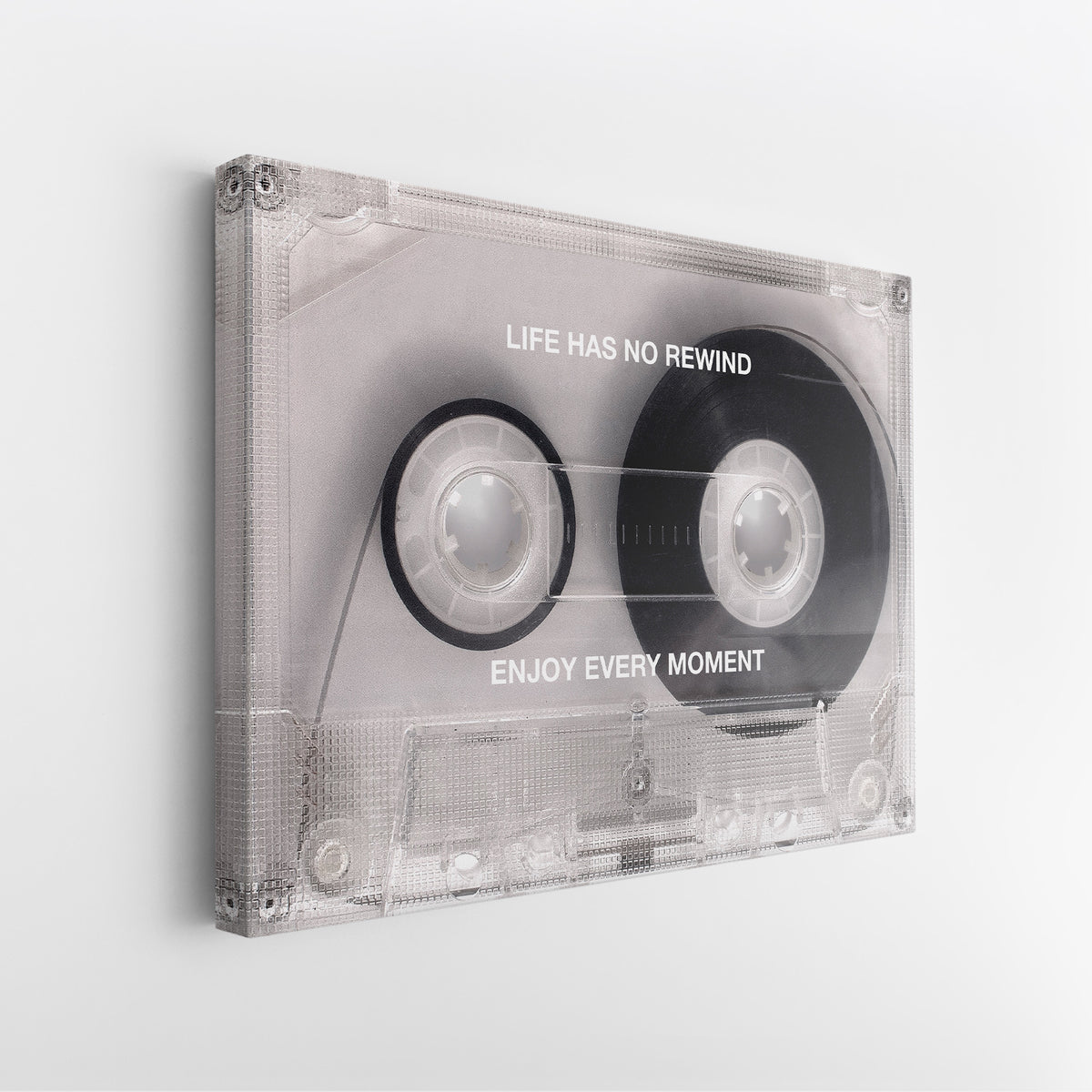 Side view of the No Rewind Flip Edition canvas showing the gallery-wrapped edge