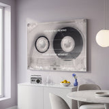 No Rewind Flip Edition flipped cassette canvas on the wall of a contemporary living room