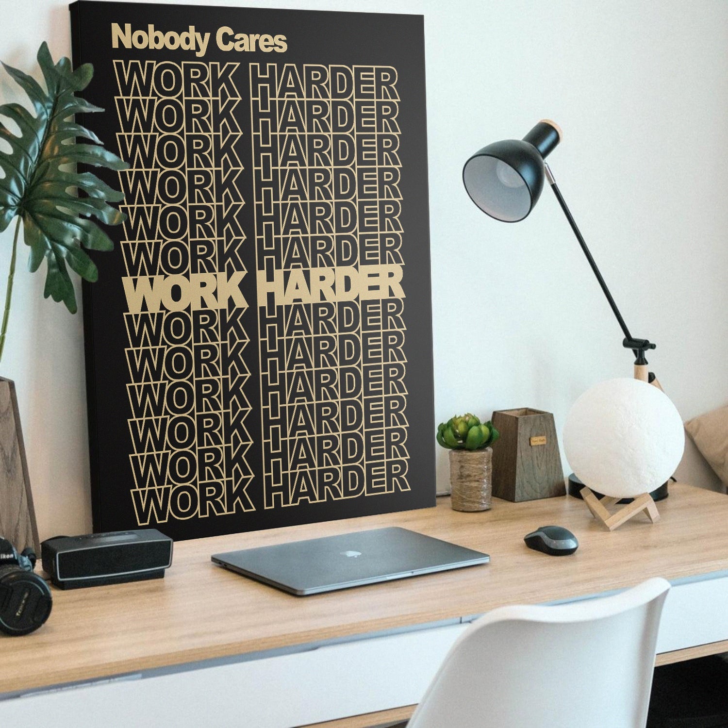 Nobody Cares Work Harder (Gold Edition) canvas art