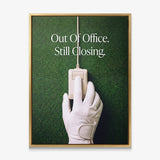 Out Of Office golf canvas gold frame