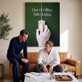 Out Of Office golf canvas viewed by a couple