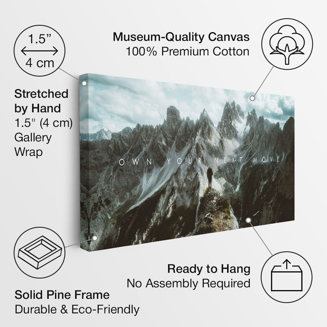 Own Your Next Move motivational canvas wall art