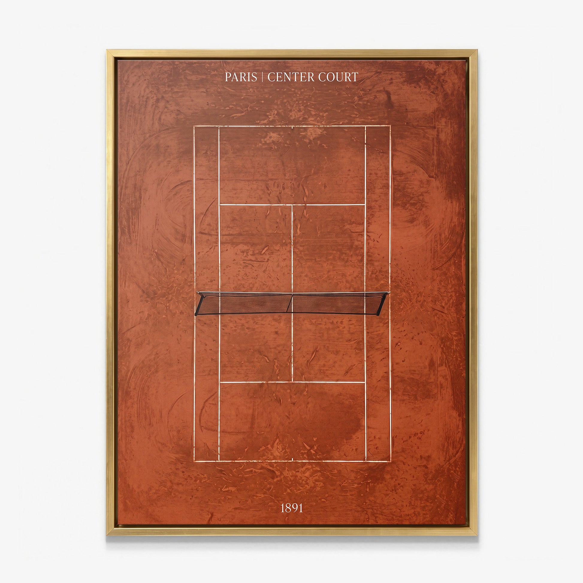 Paris Center Court tennis canvas with gold frame