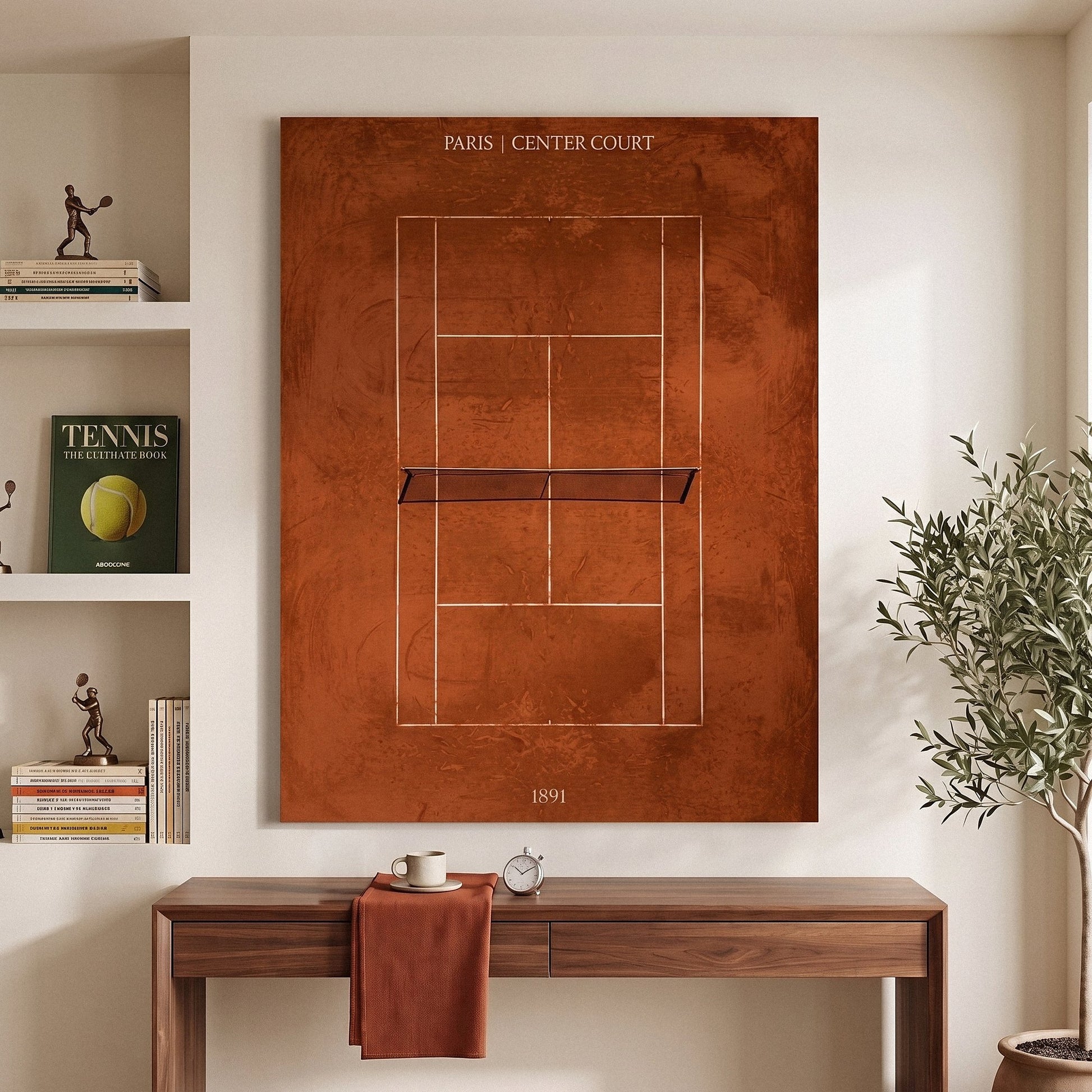 Paris Center Court tennis wall art canvas in a modern room