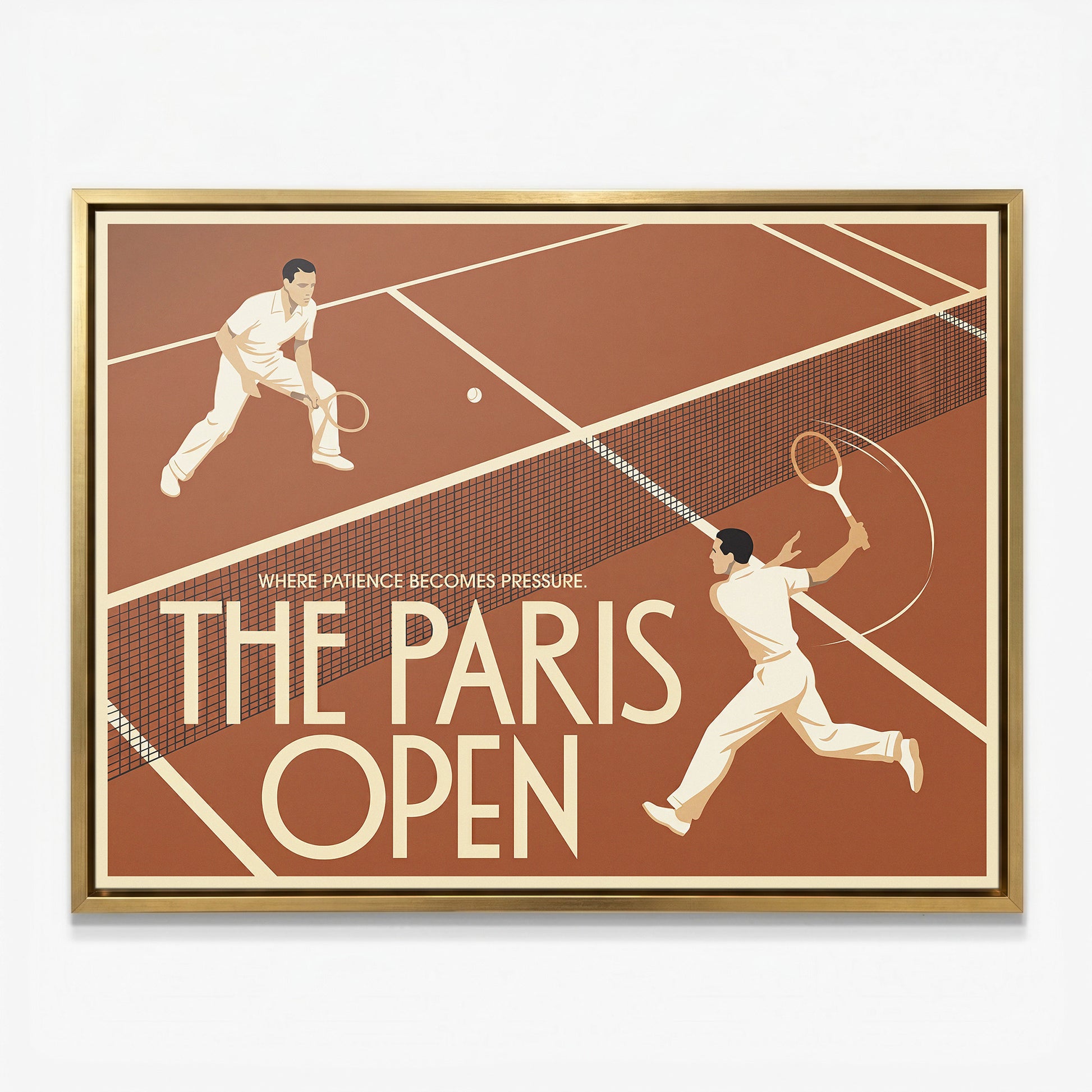 Paris Open tennis canvas with gold frame