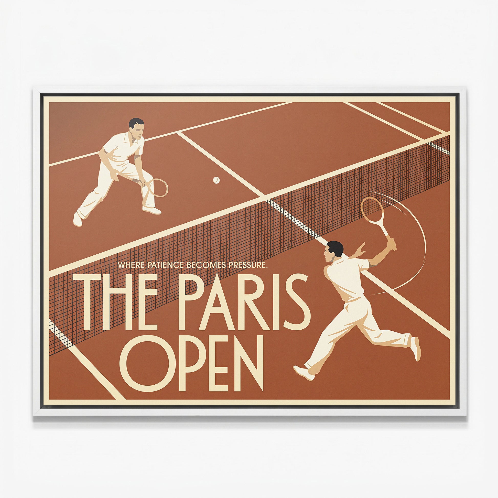 Paris Open tennis canvas with white frame