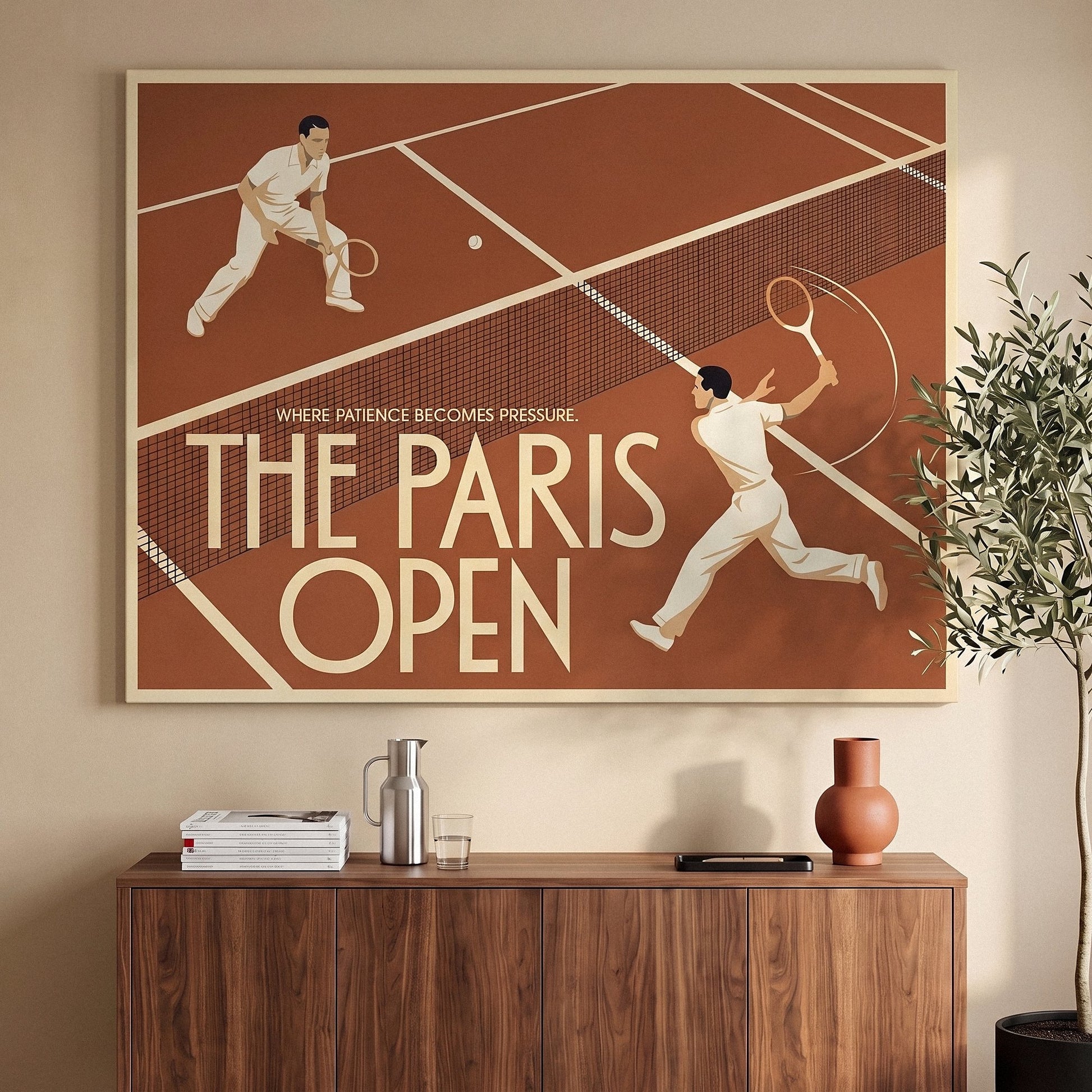 Paris Open tennis wall art canvas in a modern room