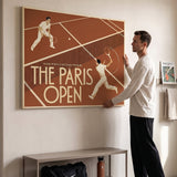 Paris Open tennis canvas above a home office desk