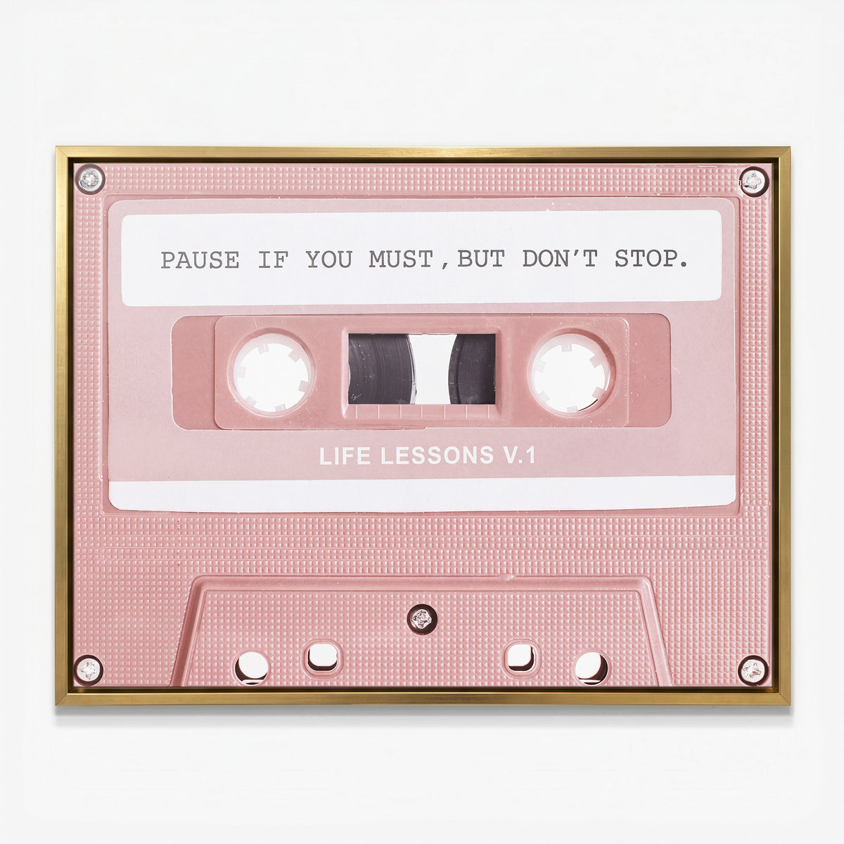 Pause If You Must canvas in a gold floating frame