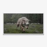 Power Hides In The Shadows canvas in a white floating frame