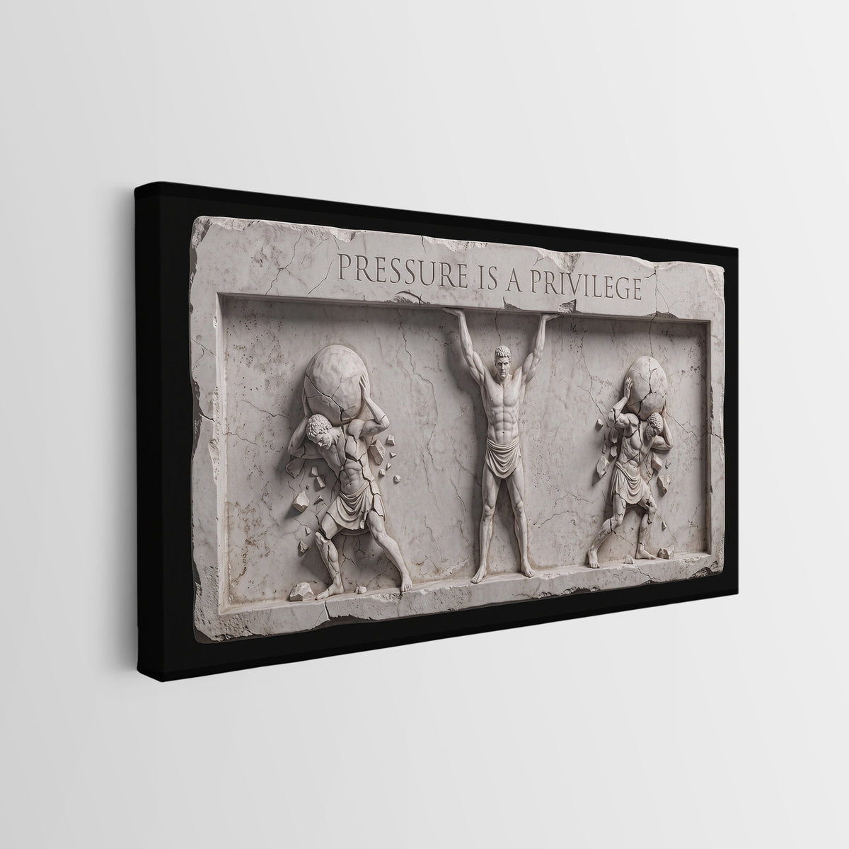 Side view of the Pressure Is A Privilege gallery wrapped canvas showing the wrapped edge
