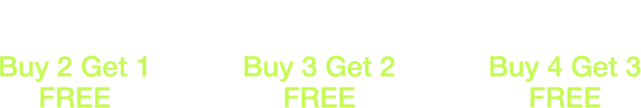 Promotional text indicating 'Buy More Get More FREE' with different buy-get combinations.