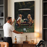Puppy Golf canvas in a styled room