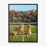 Puppy Tennis canvas with black frame