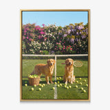 Puppy Tennis canvas with gold frame