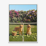 Puppy Tennis canvas with white frame