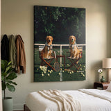 Puppy Tennis Relax dog canvas print at an angle showing the gallery-wrapped edge