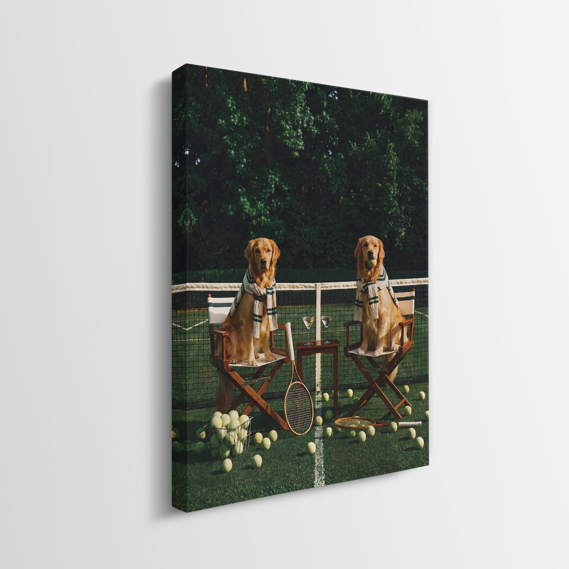 Side profile of the Puppy Tennis Relax gallery-wrapped canvas edge