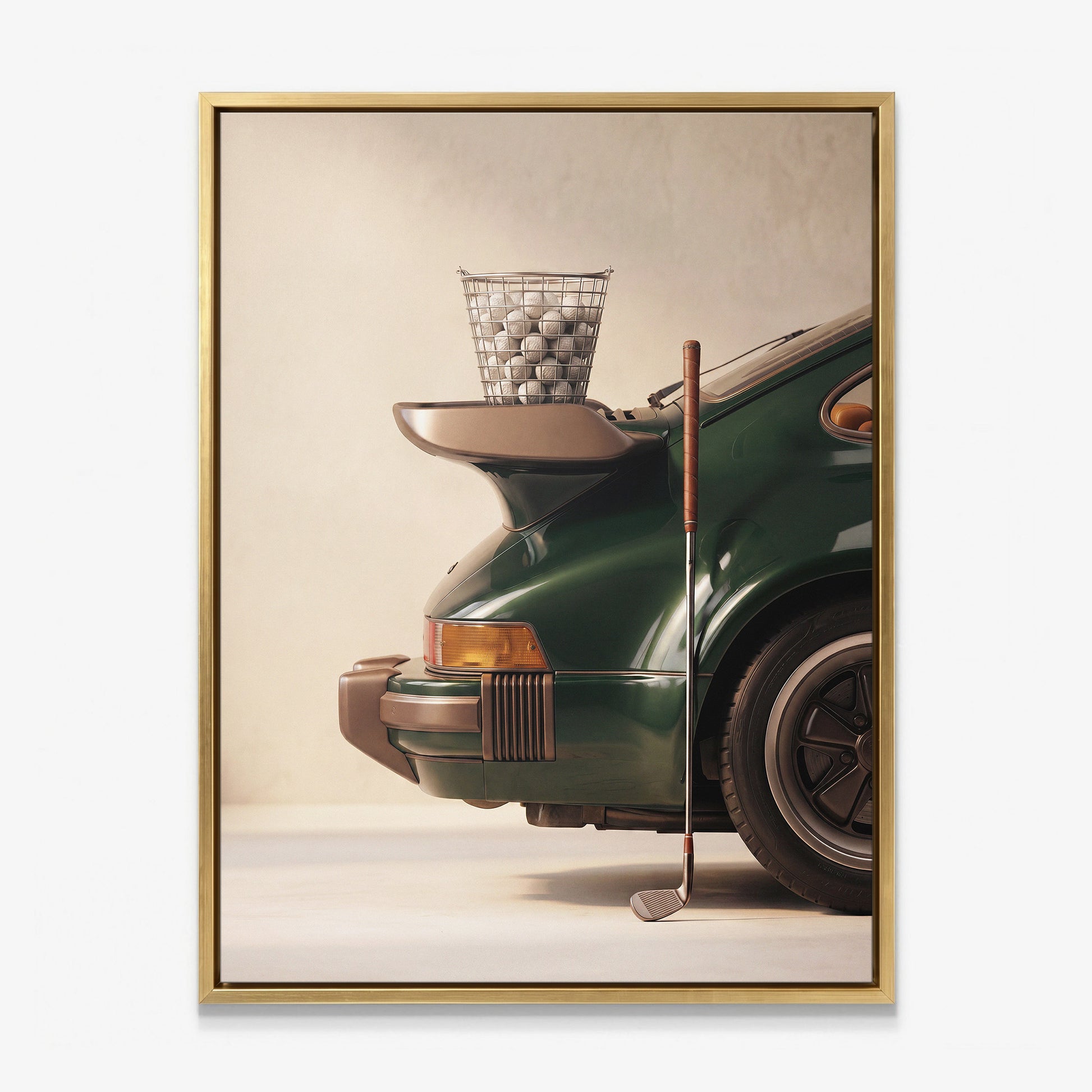 Range Spoiler golf canvas gold frame
