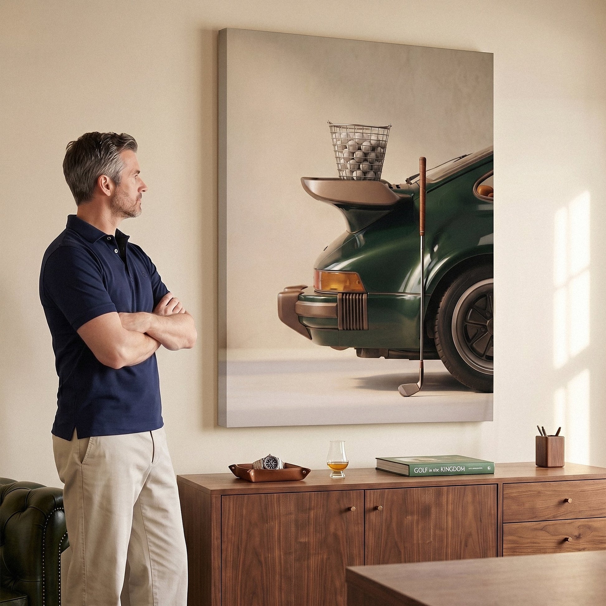 Range Spoiler golf canvas held by a person