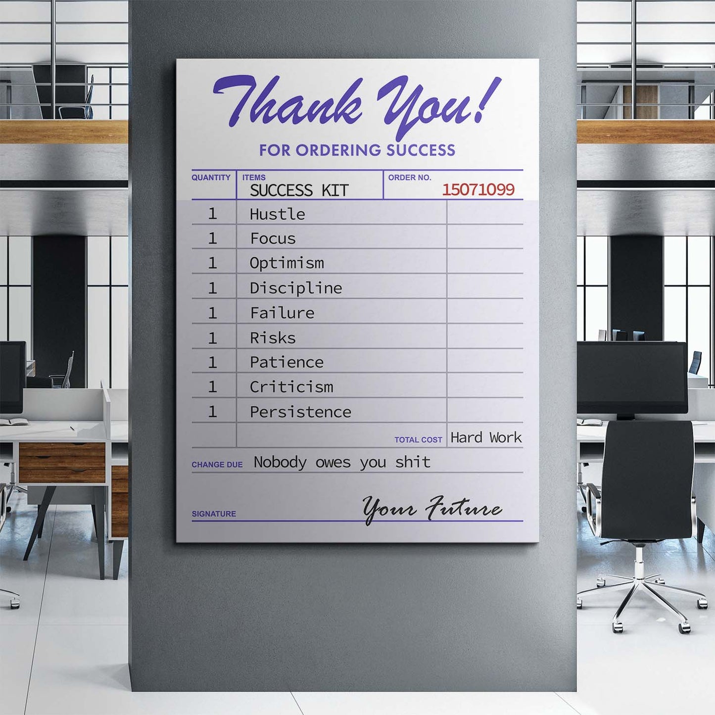 Receipt For Success canvas art