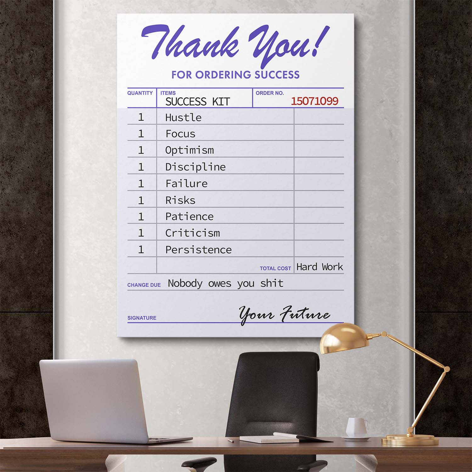 Receipt For Success canvas art