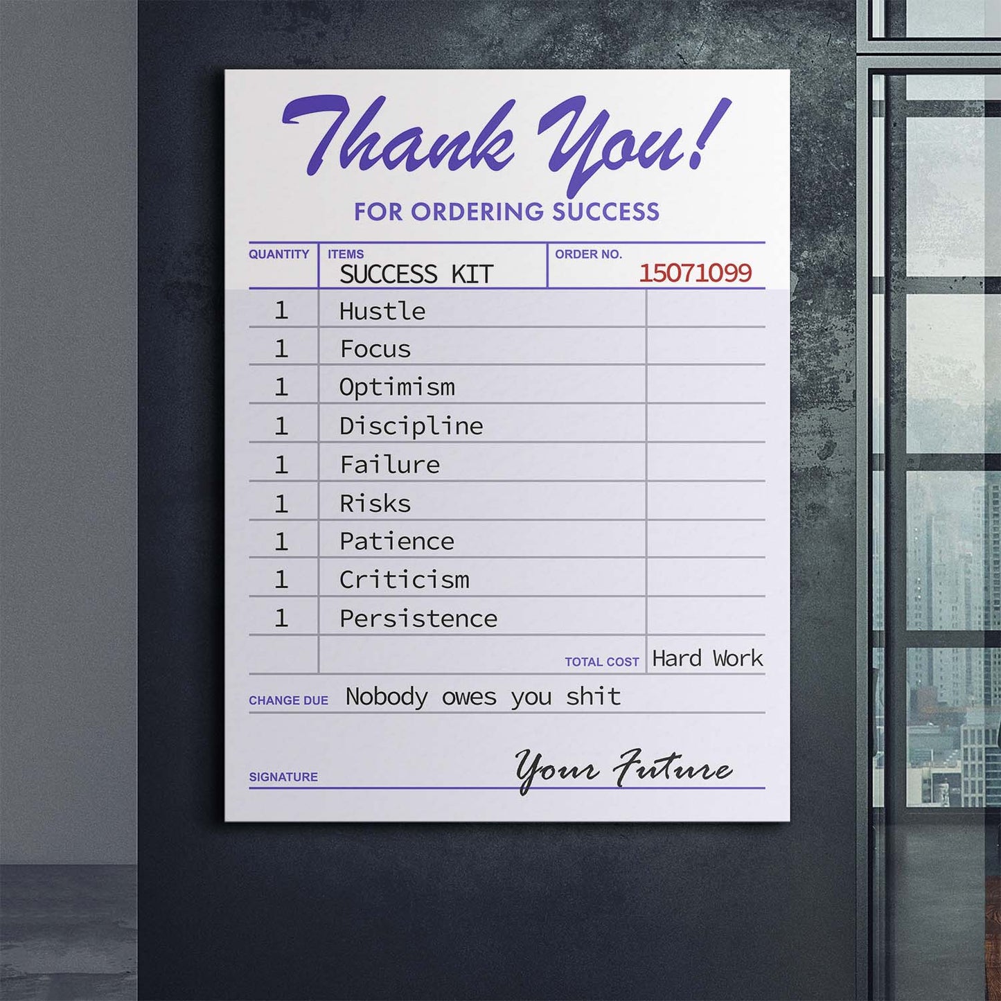 Receipt For Success canvas art