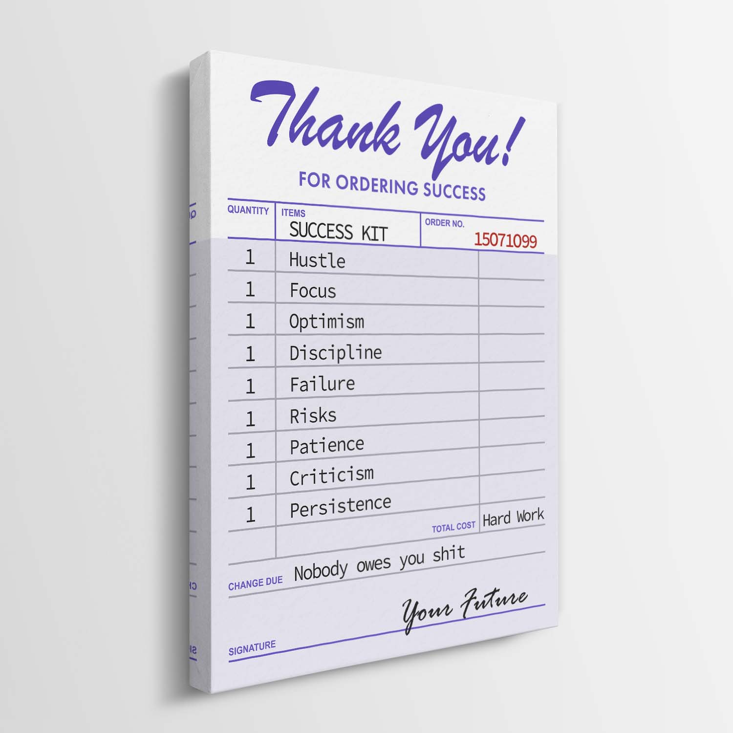 Receipt For Success canvas wall art