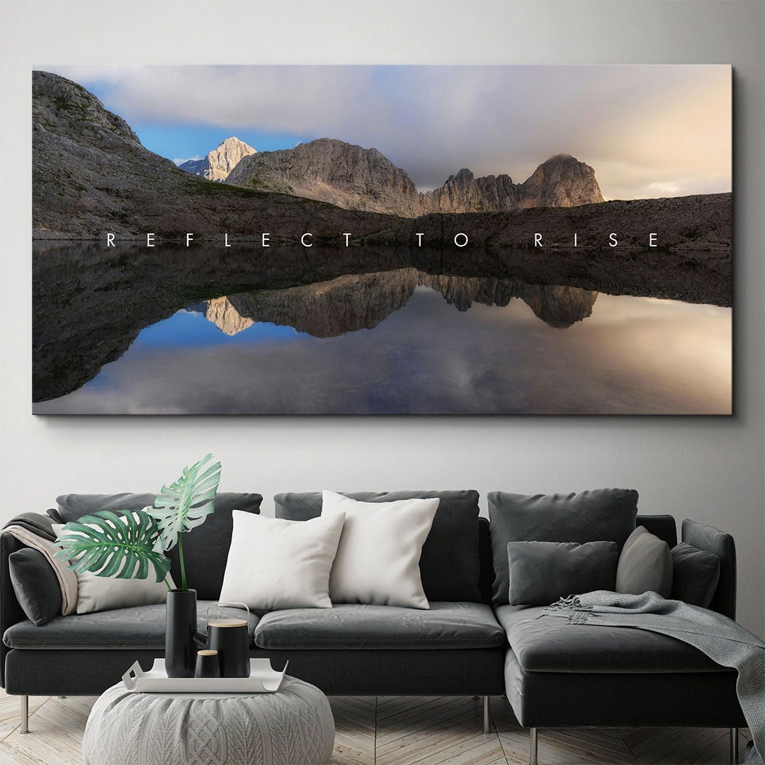 Reflect to Rise motivational canvas wall art