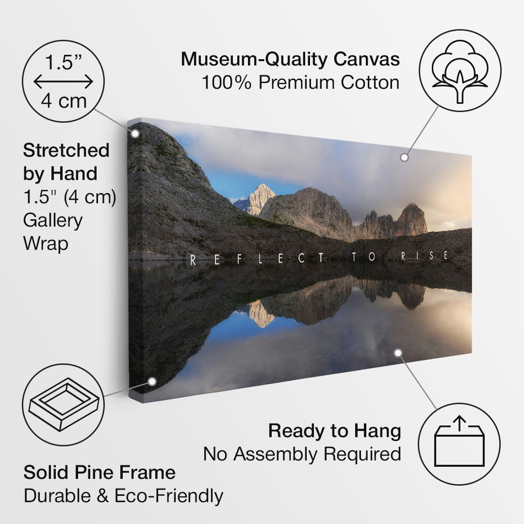 Reflect to Rise motivational canvas wall art