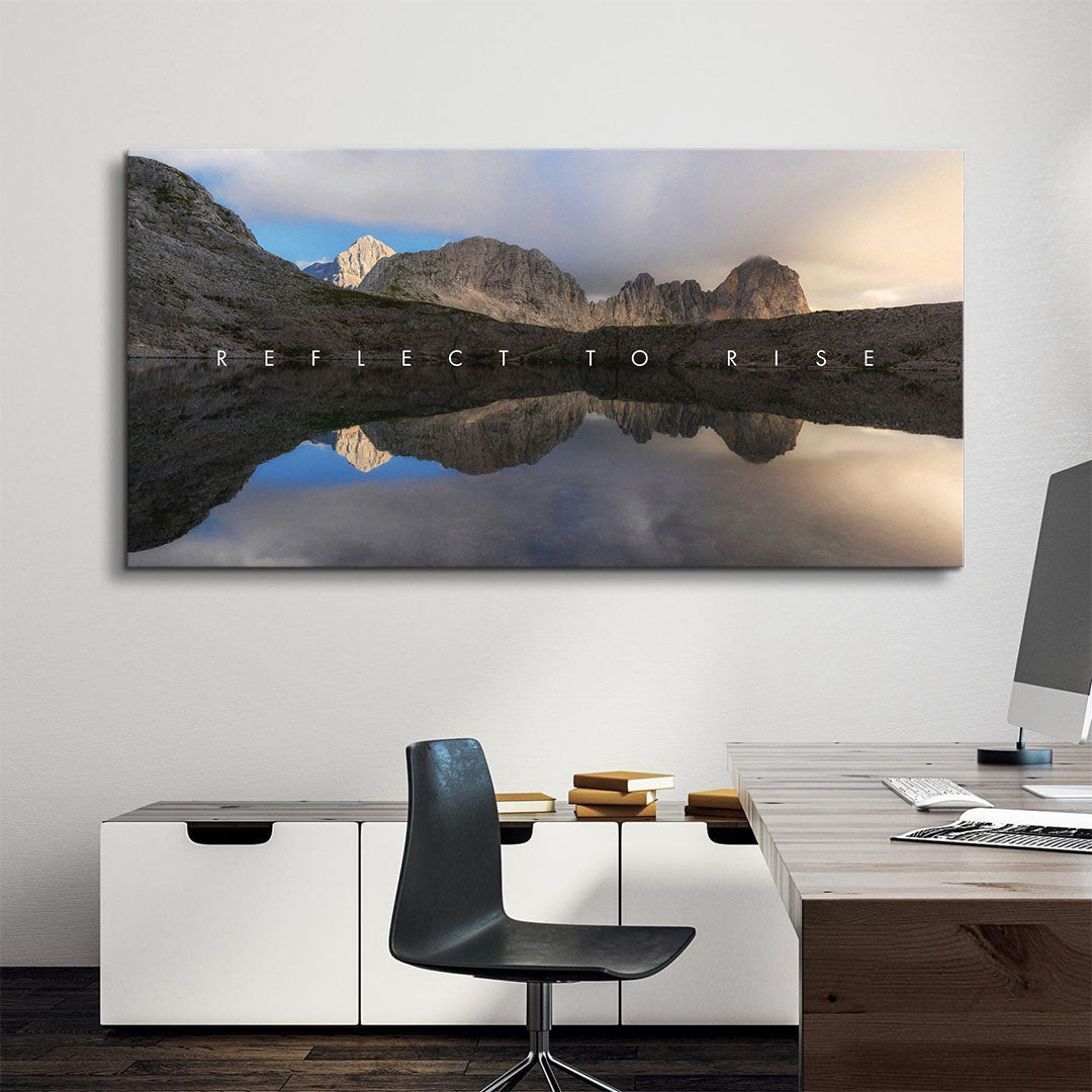 Reflect to Rise motivational canvas wall art