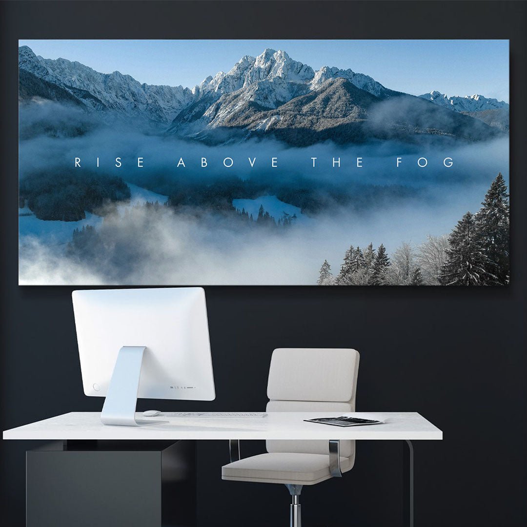 Rise Above the Fog motivational canvas wall art