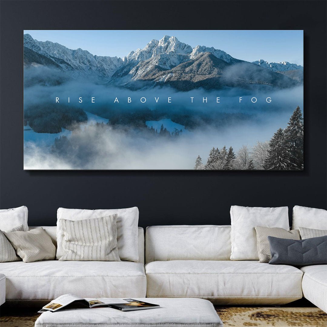 Rise Above the Fog motivational canvas wall art