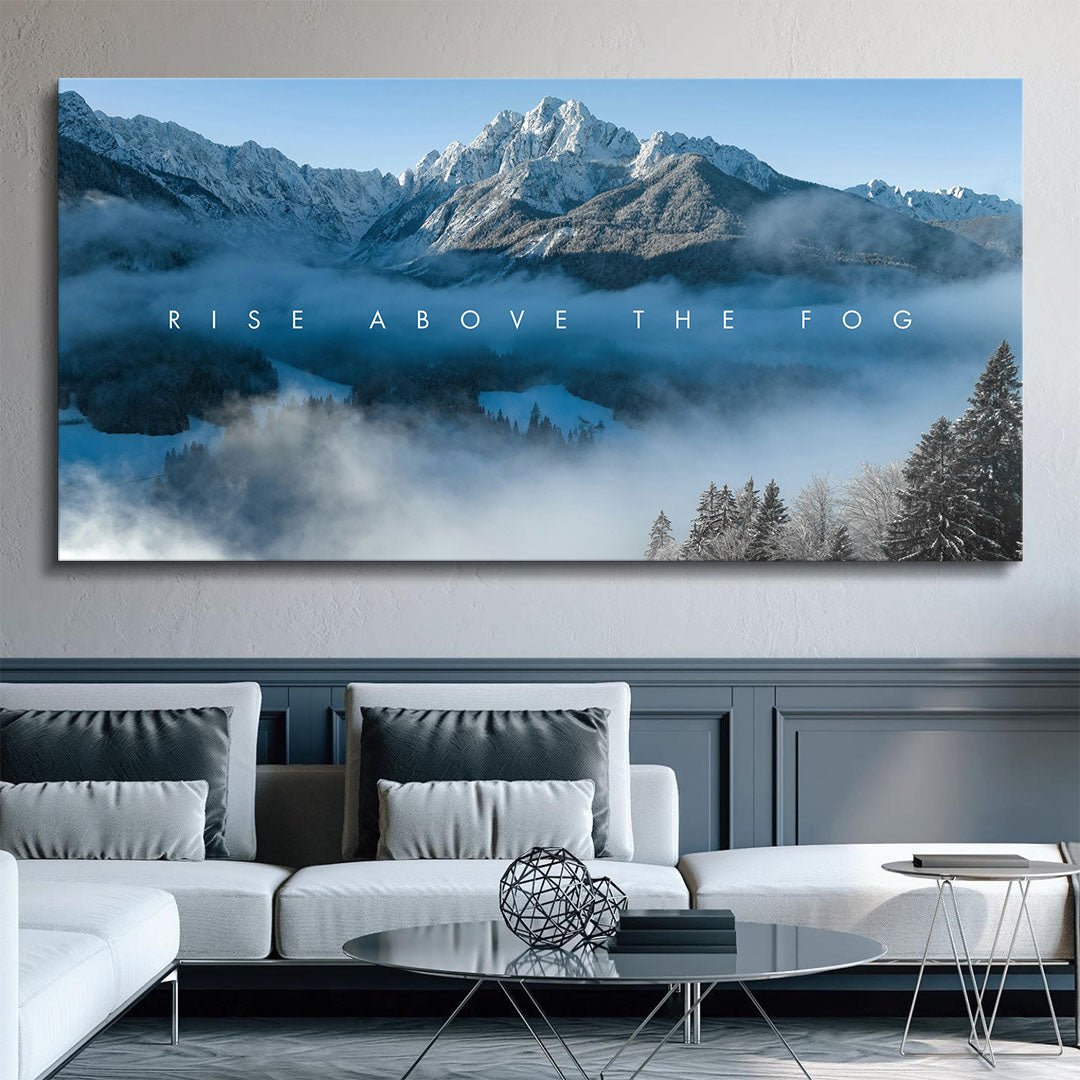 Rise Above the Fog motivational canvas wall art