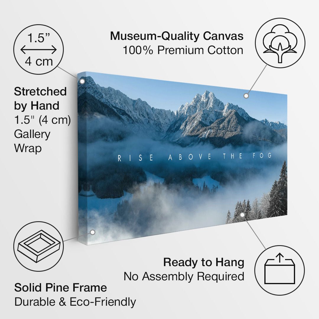 Rise Above the Fog motivational canvas wall art