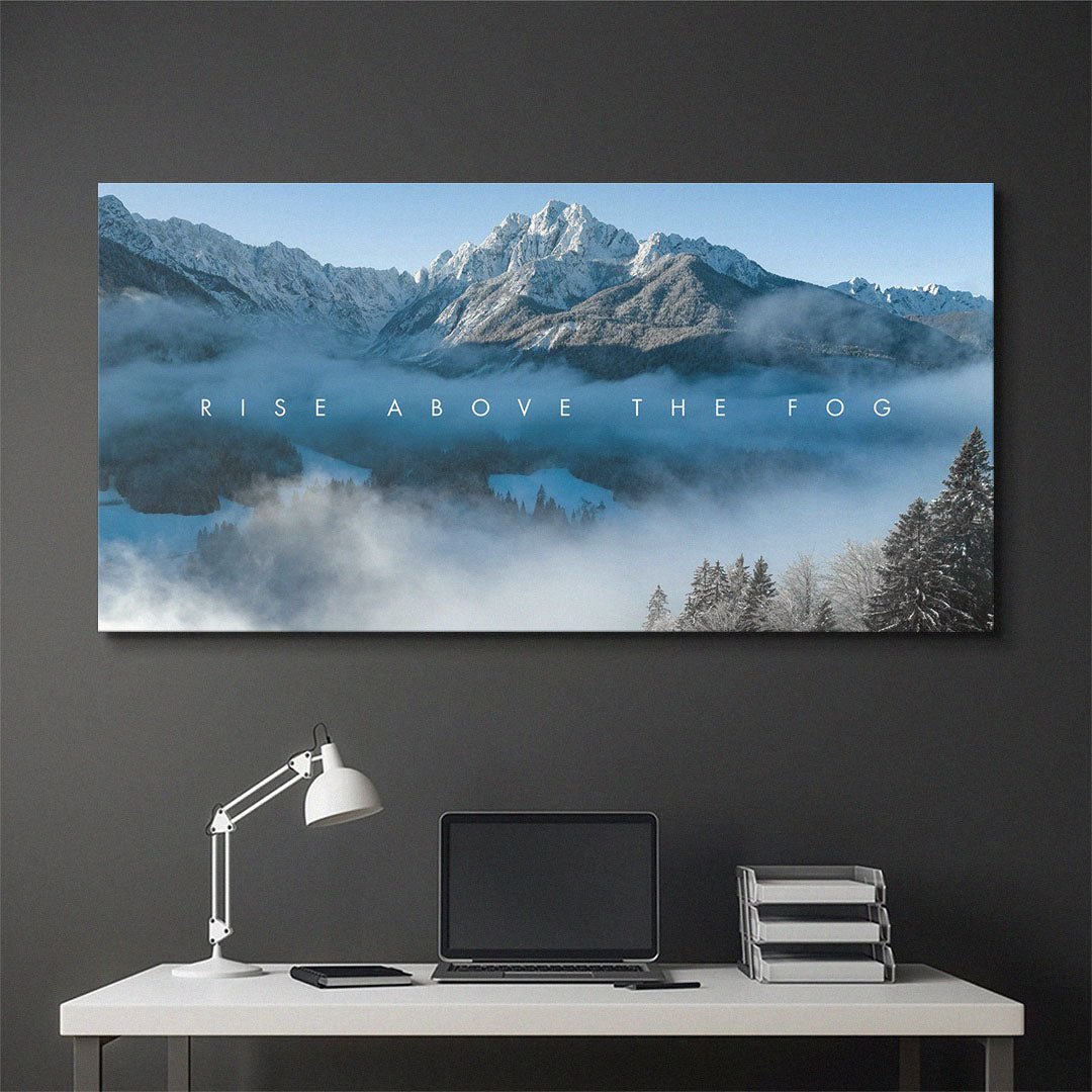 Rise Above the Fog motivational canvas wall art