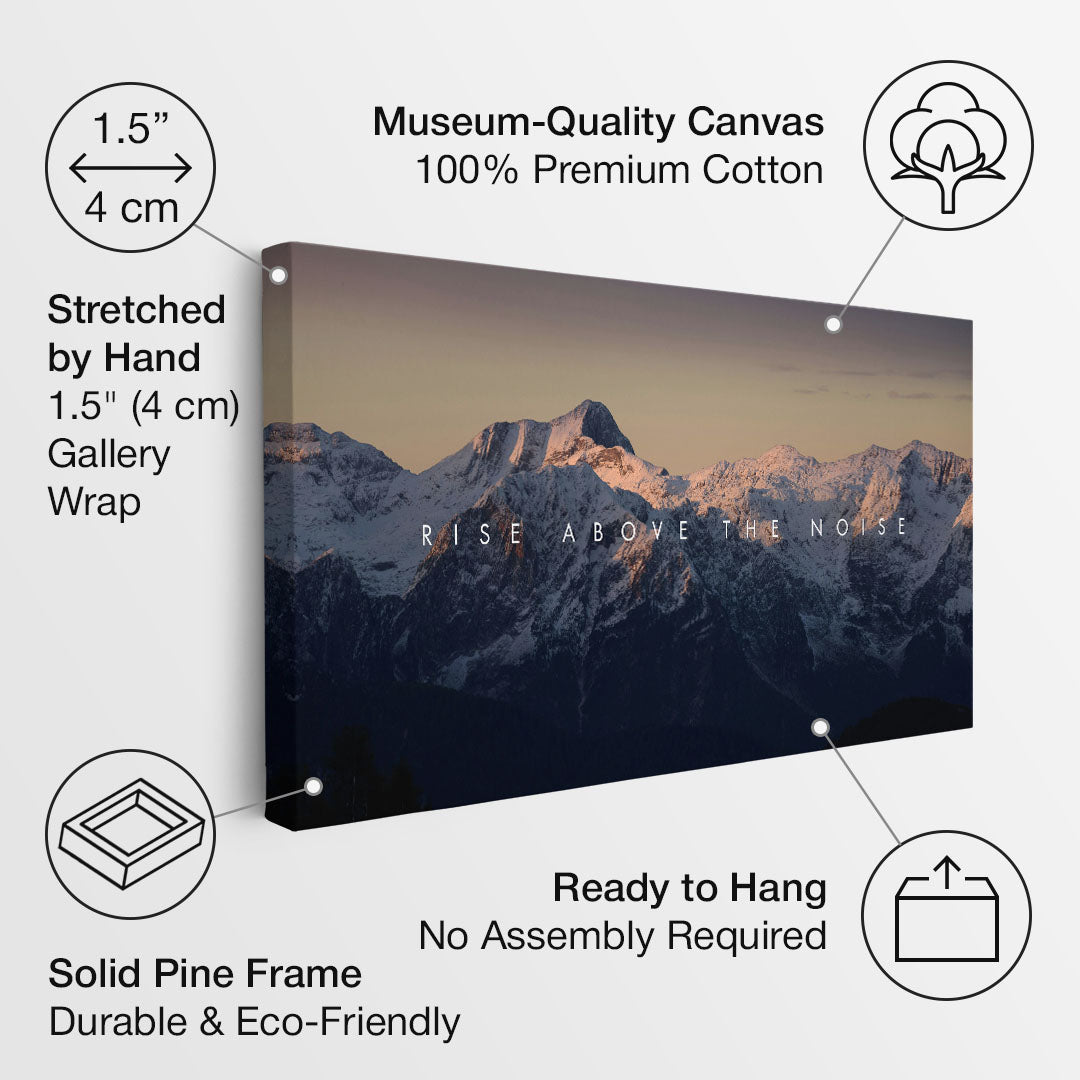 Rise Above the Noise motivational canvas wall art