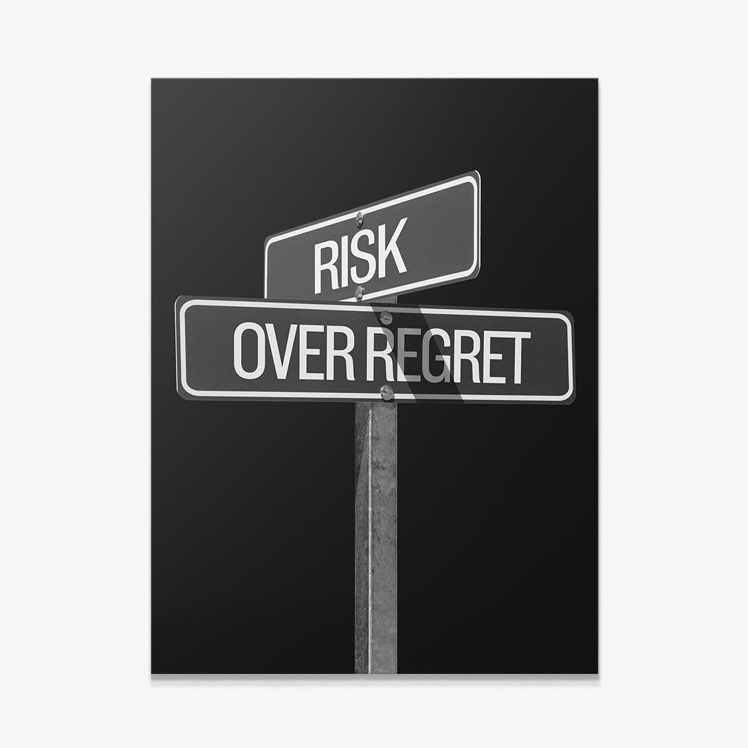 Over Risks Sign Risk Over Regret Sign Canvas Wall Art | Seembols