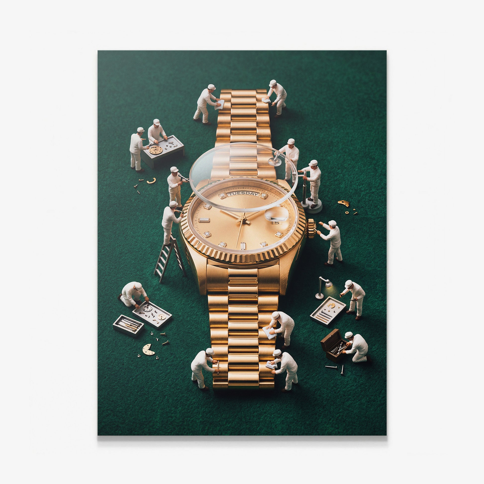 Rollie Builders gold watch canvas wall art print
