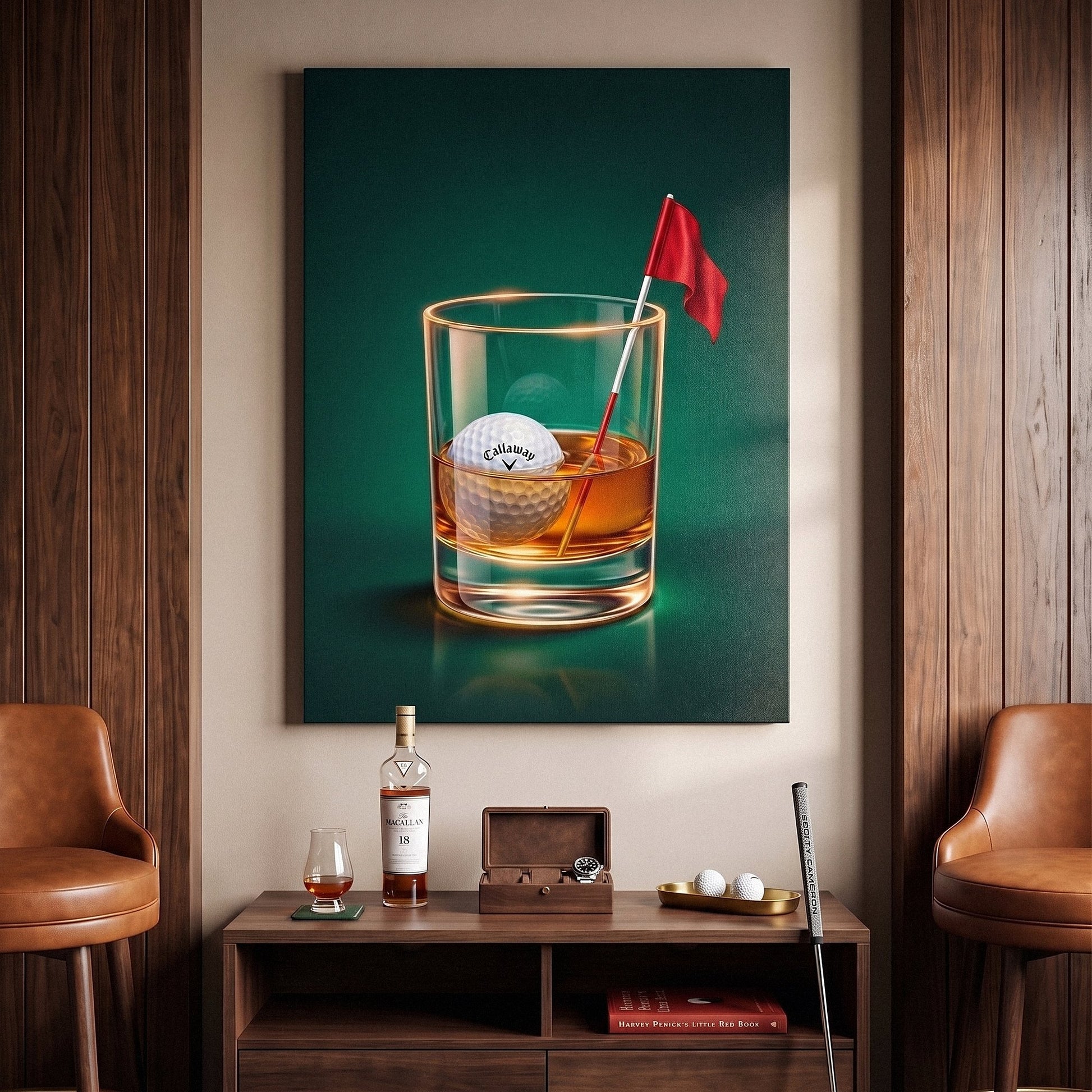 Scotch Golf wall art canvas in a modern room