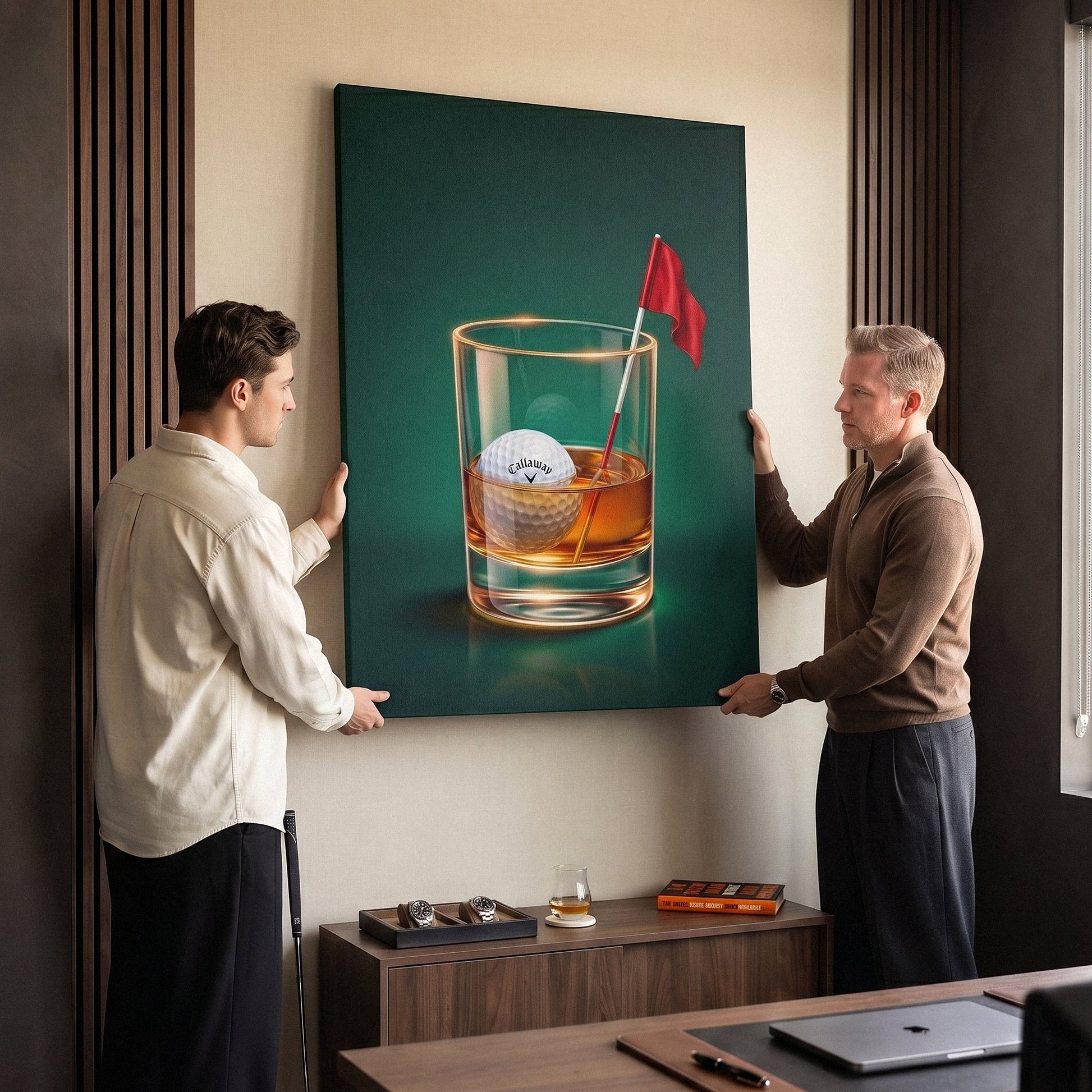 Scotch Golf canvas viewed by a couple