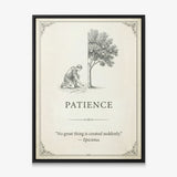 Seed Of Patience quote canvas in a black floating frame