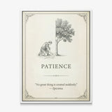 Seed Of Patience quote canvas in a white floating frame