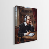 Side view of the Shakespeare Sampled gallery wrapped canvas showing the wrapped edge