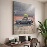 Sideline Out tennis car canvas print at an angle showing the gallery-wrapped edge