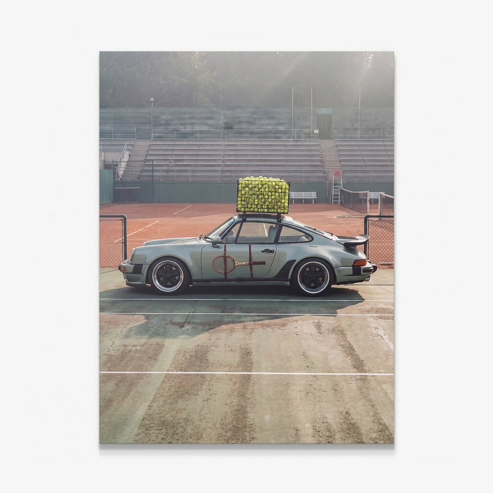 Sideline Out tennis car art on a gallery-wrapped canvas