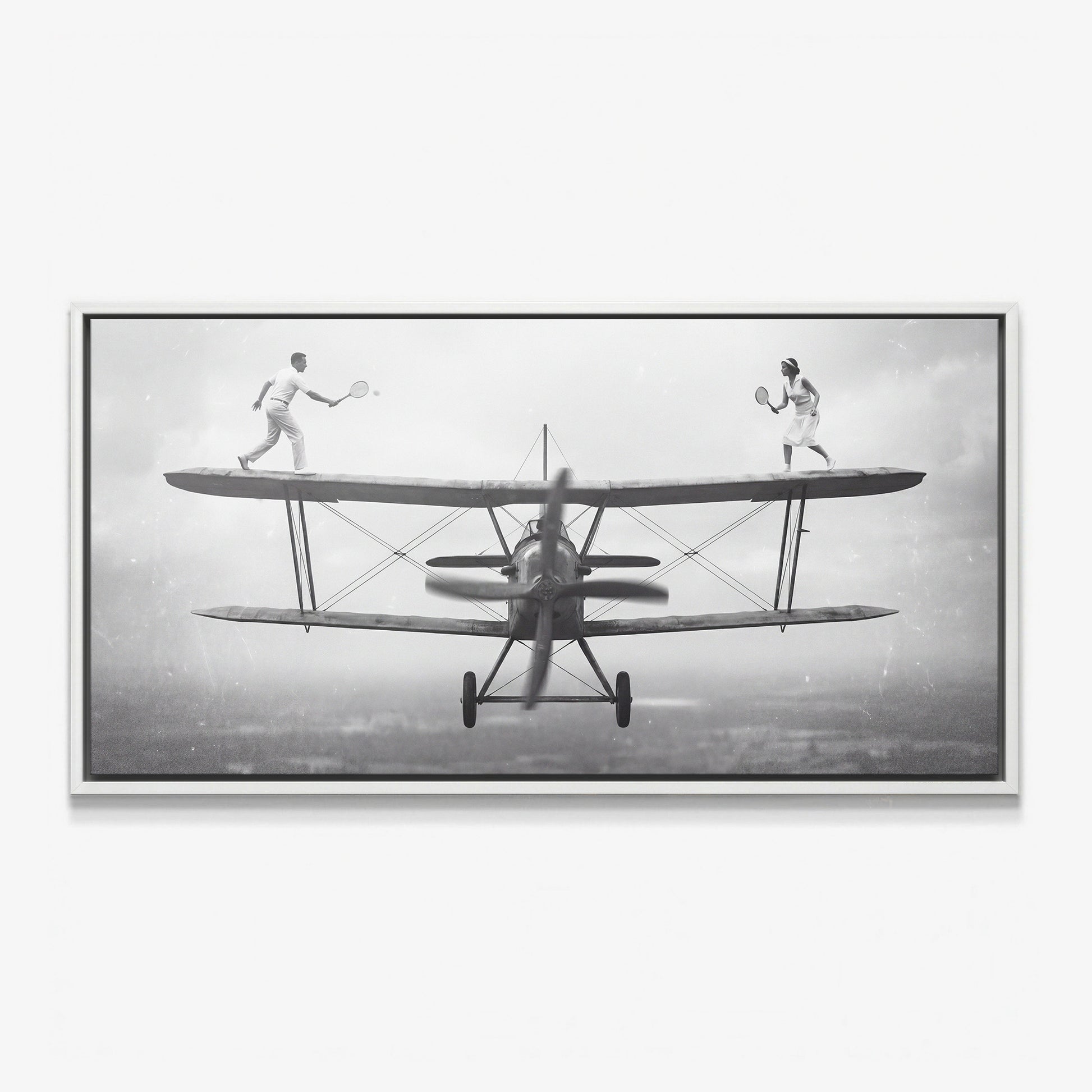 Sky Match tennis canvas with white frame