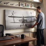 Sky Match tennis canvas above a home office desk