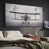 Sky Match tennis canvas at an angle on a wall