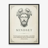 Stoic Mindset Marcus Aurelius quote canvas in a black floating frame